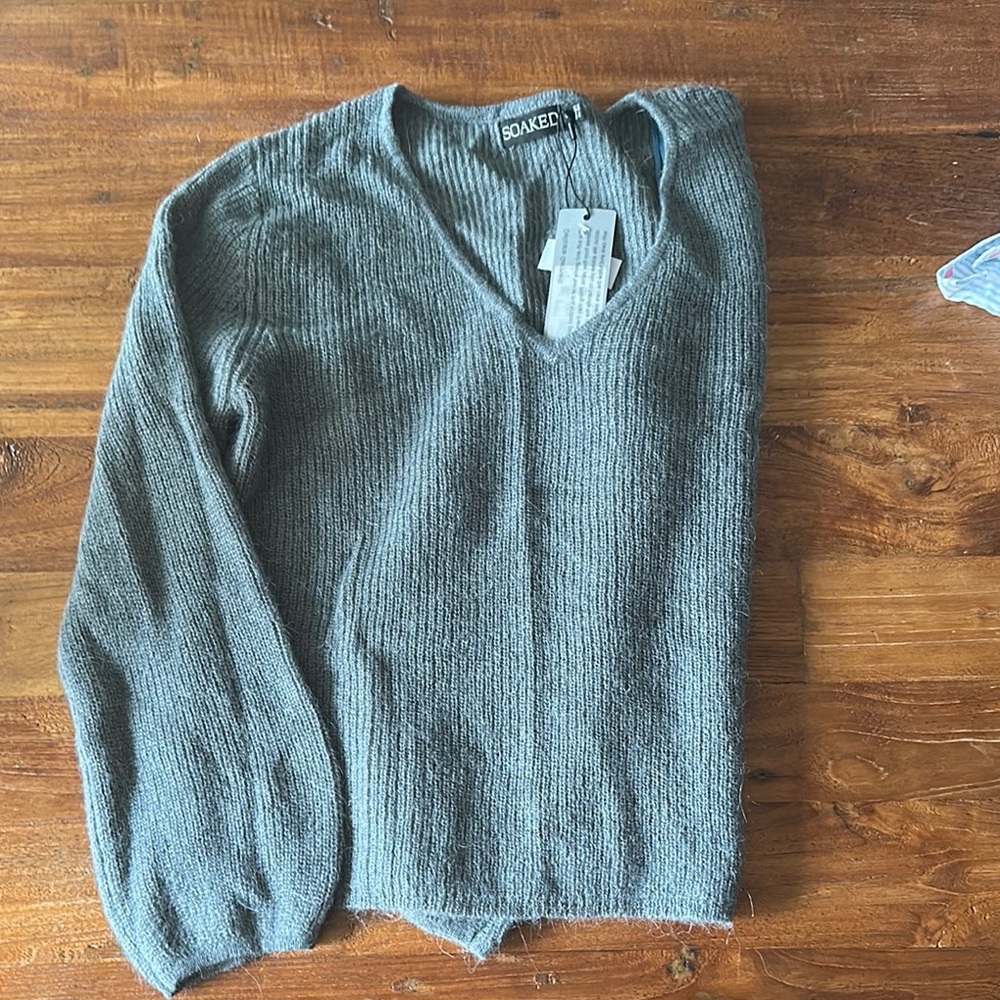 Soaked in Luxury Gray V-Neck Sweater